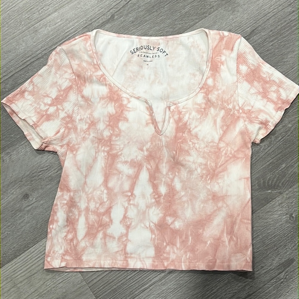 Aeropostale Seriously Soft Seamless Ribbed Cropped Short Sleeve Top, size XL